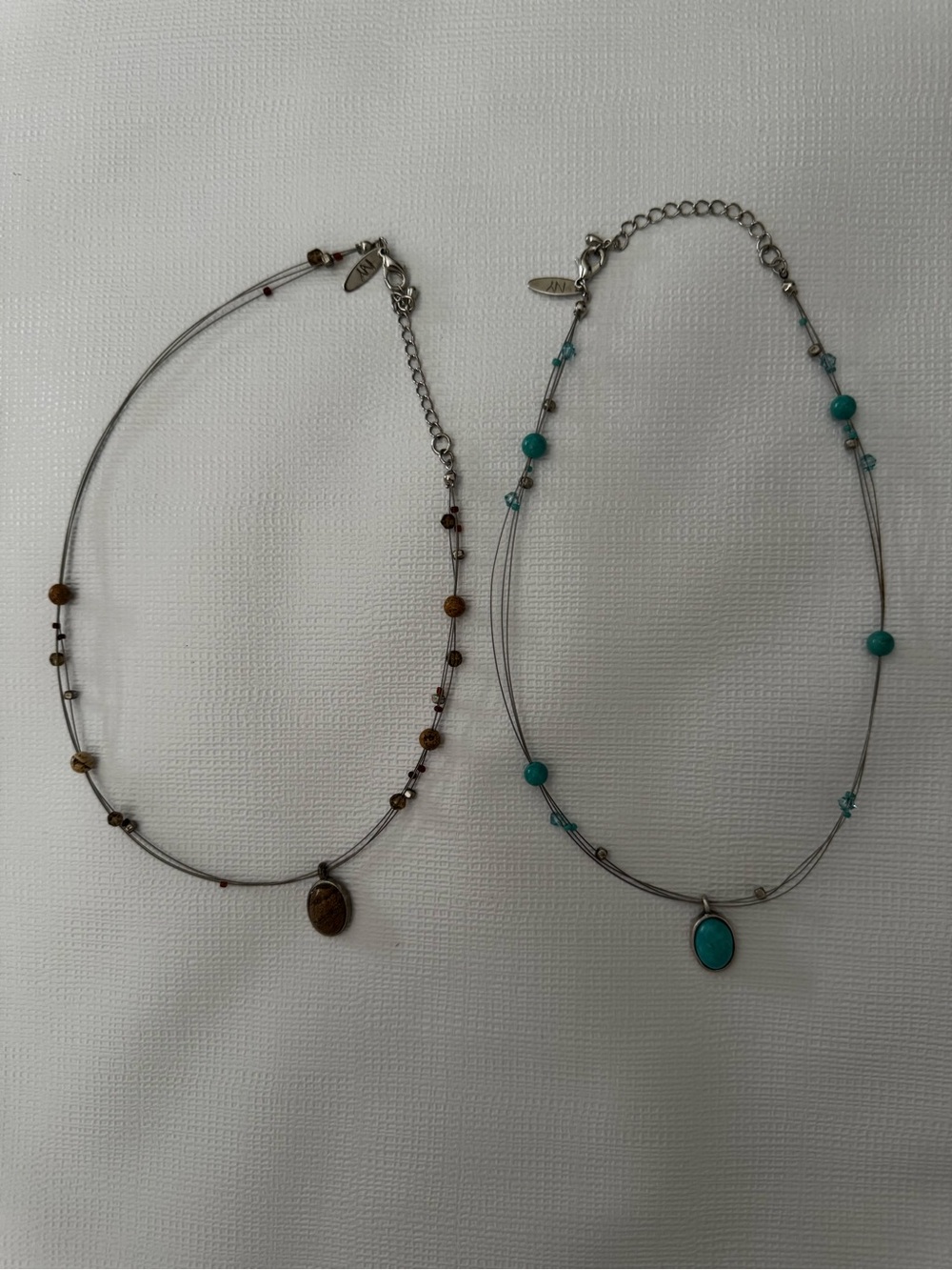 Two Elegant Silver Tone Necklaces with Beaded Accents by New York & Co